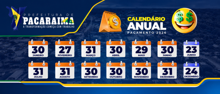 CALENDÁRIO ANUAL DE PAGAMENTOS – 2026